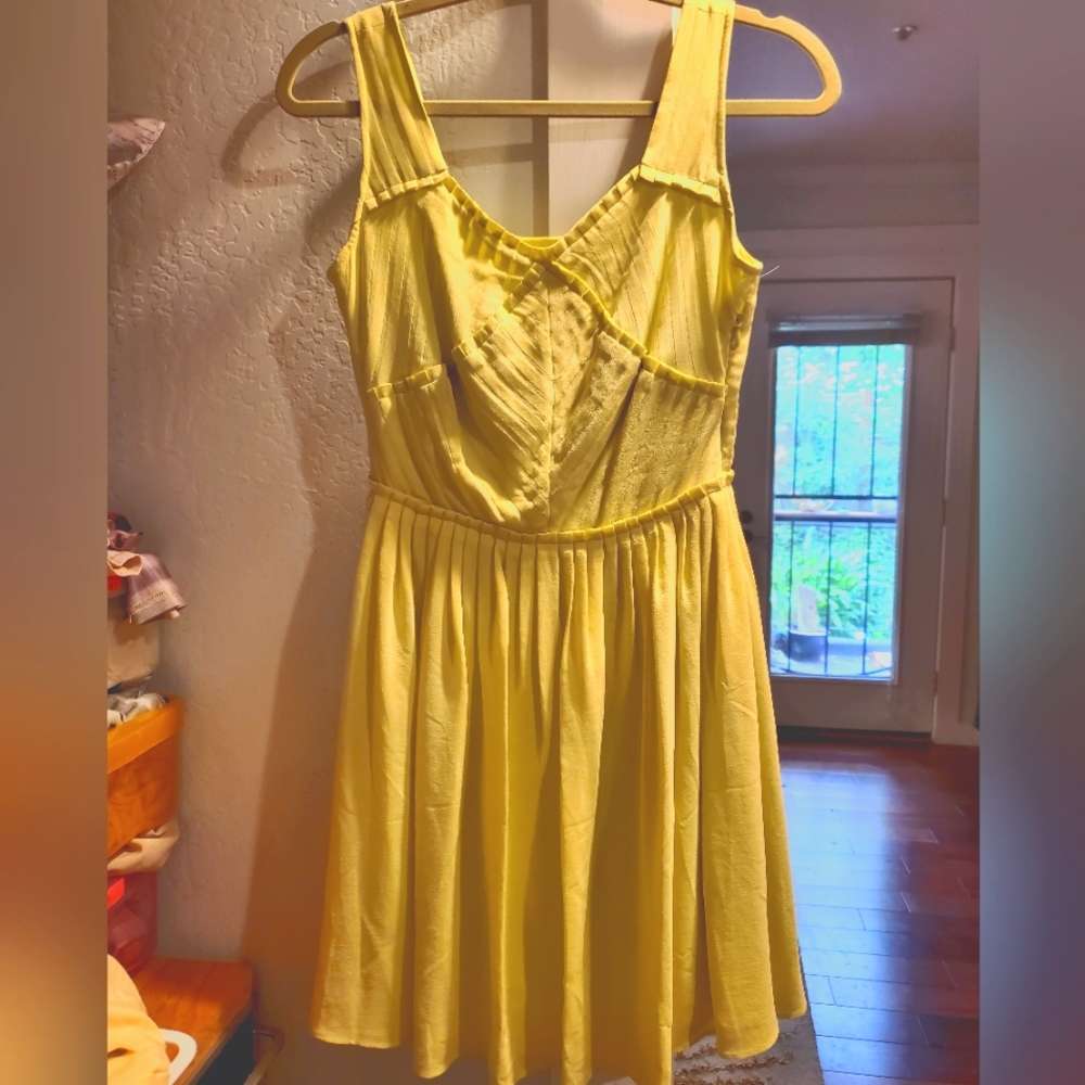 Reiss silk party dress citron yello/green